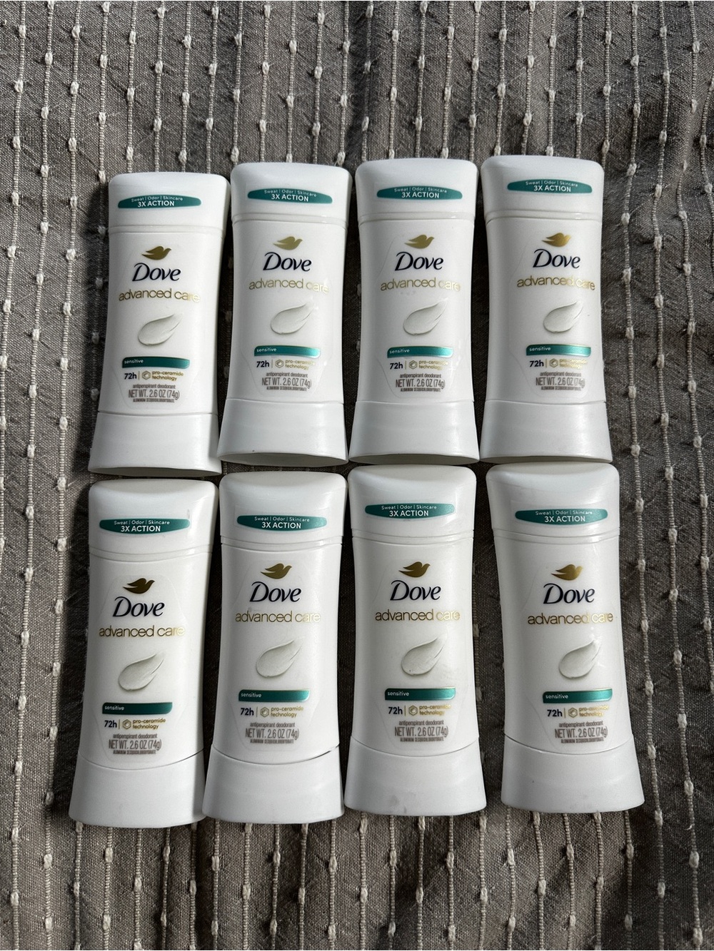 Dove Advanced Care Antiperspirant Deodorant unscented SENSITIVE 2.6 oz x8